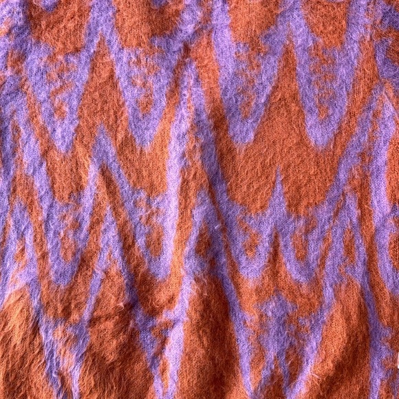 Obey Sweater Orange and Purple Copper Multi Helix Fuzzy Cardigan Size Medium - Picture 12 of 15